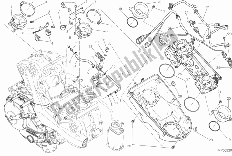 Wszystkie części do 017 - Korpus Przepustnicy Ducati Monster 821 Stripes 2016